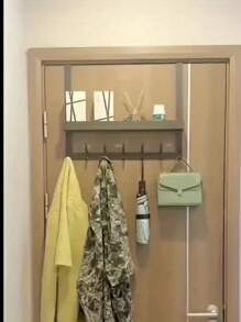 门上挂钩储物架 - 重型门后挂钩，适用于毛巾、外套、帽子和包包，可调节门衣架整理器（适合 1.33 英寸 - 1.77 英寸厚的门），无需钻孔，易于安装 - 节省空间的家居必需品，适用于卧室、浴室、厨房、衣柜、洗衣房，非常适合大学生、租房者、大家庭，是乔迁礼物的绝佳选择
