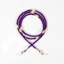 时尚水晶串珠眼镜链，黑色口罩/太阳镜挂绳带眼镜配件女士