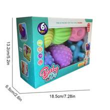 Conjunto de 6 bolas sensoriais para bebês, bolas de textura macia, brinquedos de estimulação tátil para bebês, material de PVC, presente de aniversário e feriado