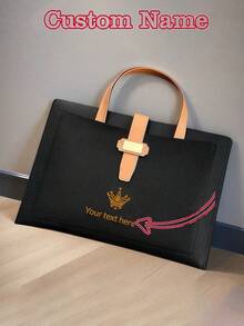 1pc Customized Premium Leather Business Briefcase/Document Bag, Stationery Pouch, A4 Large Capacity 13.78*9.84in, (Can Customize With Your Unique Design, 26 Letters, Photos, Names, Illustrations, Text), Best Holiday Gift. Personalize Your Own Treasure. - Multicolor - View 10