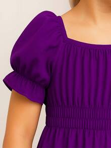 Children's Long Dress With Luxury  Sleeves - 紫色 - 查看 2