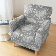 غطاء كرسي مطبوع بأوراق خضراء مرن، غطاء واقي من الغبار لكرسي واحد في غرفة المعيشة والنوم، مناسب لجميع الفصول