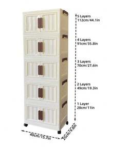 40厘米/15.8英寸宽五层可拆卸折叠储物盒，衣柜整理架/卧室衣柜/便携式衣柜，无需安装，可堆叠存放婴儿衣物/玩具/书籍/零食/杂物，客厅/卧室/厨房塑料储物柜 - 彩色 - 查看 12