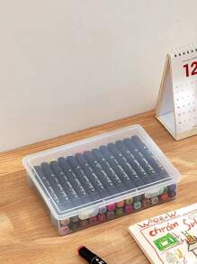 1/2/3pcs Transparent Plastic File Storage Boxes With Lids, A4 Size, Multi-Purpose Desk Organizer For Documents And Magazines, Rectangular Office Supplies Holder, Document Storage Box, Storage File Boxes,For School Supplies,Back To School