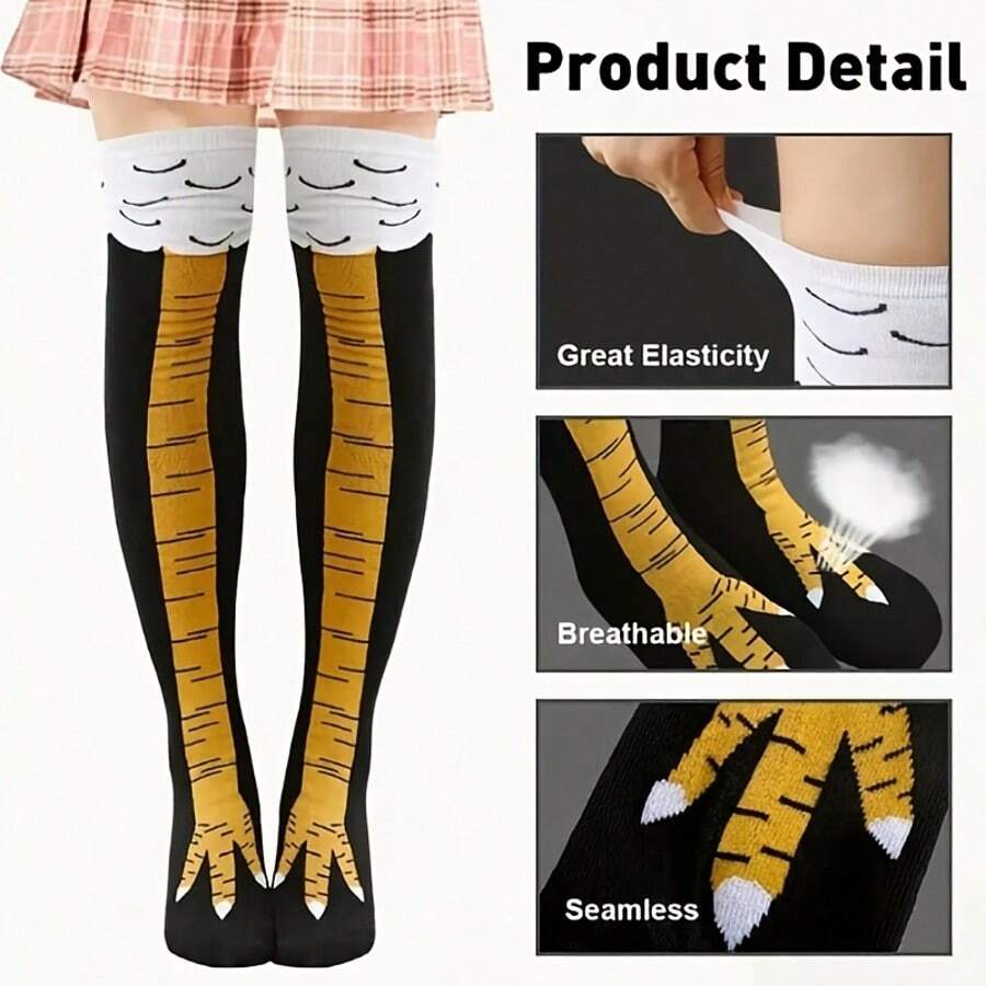 1 Pair/2pairs/5pairs  Of Fun Chicken Leg Socks And Knee Length Stockings - Women's Colorful Animal Role-Playing, Suitable For Couples, Holiday Gifts, Parties, Clothing, And Daily Wear With Innovative Socks - 小腿襪 - 查看 1