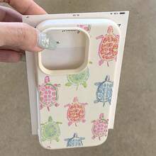1pc Cute Colorful Sea Turtle Pattern TPU Phone Case Compatible With Apple/ Phones - White - View 4