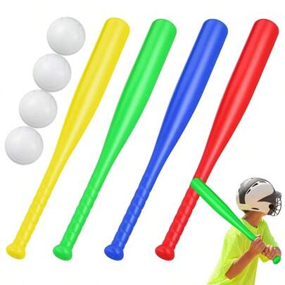17.7in Plastic Baseball Bat With Ball - Lightweight Outdoor Game Set For Backyard Games & Partie, Halloween Christmas Birthday Gift