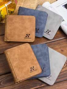 1件男士多卡位钱包短款磨砂皮革钱包复古三折横款钱包钱夹情人节礼物男士钱包迷你钱包钱夹男士钱包真皮小钱包