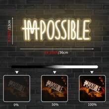 “I'M POSSIBLE” LED 霓虹灯，USB 供电壁挂灯，开关控制，多用途装饰，适用于卧室、健身房、办公室、游戏室、客厅、男人窝 - 无需电池