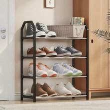 LINKOOL 4 Layers Simple Fashion Shoe Rack Trapezoidal Shoes Organizer Stand Holder Living Room Space Saving Modern Assembled Shoe Rack Home Use Metal Shoes Shelf - Multicolor - View 6