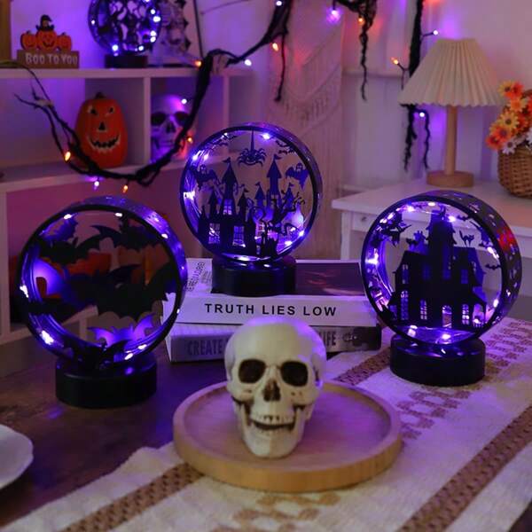 1 Stück batteriebetriebene dekorative Nachtbeleuchtung, Bogenförmige Eisenlampe, Schlafzimmer Dekorationslampe, Halloween Dekoration, geeignet für Halloween, Ostergeschenk, Heimdekoration