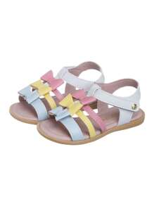 coffee with milk children's shoes Delicate Children's Sandals With Colorful Bows - Coffee With Milk