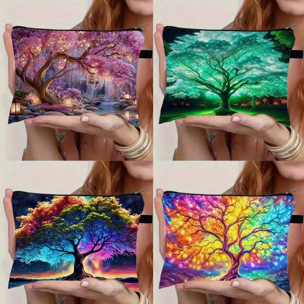 Bolsa de maquillaje con elemento del árbol de la vida, bolsa de viaje con cremallera para mujeres, bolsa de almacenamiento multifuncional para artículos de tocador, esencial para el regreso a la escuela de estudiantes durante las vacaciones y los veranos, bolsa de útiles escolares, bolsa de viaje para mujeres, organizador de viaje ideal, regalo de graduación, bolsa de viaje esencial para vacaciones escolares