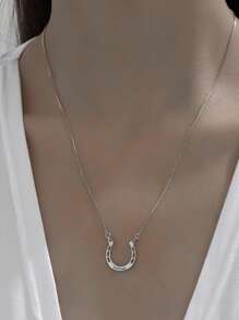 1Pc Personalized Name Necklace, Stainless Steel Jewelry,Custom Horseshoe Necklace, Engraved With Your Name Or Horse Name, Lucky Horseshoe Pendant Necklace For Girl Christmas Gifts - Multicolor - View 8