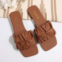 Damen Flache Quadratische Zehenschuhe rutschfeste Strandpantoffeln