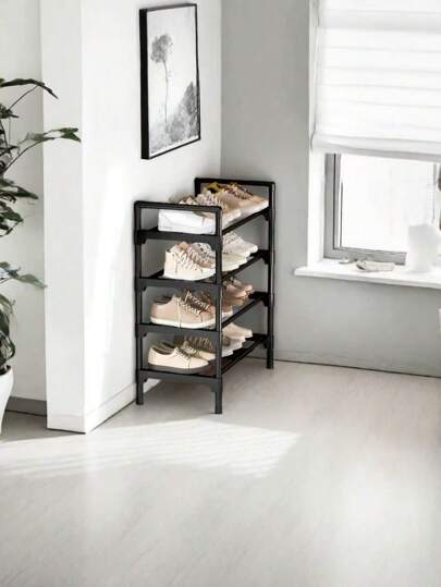 3-4-5-stöckiges Schuhgestell, hält 12-15 Paar, stabiles stapelbares Schuhboard, erweiterbarer & einstellbarer Schuhorganizer, stabiler Metallschuh-Aufbewahrungsorganizer