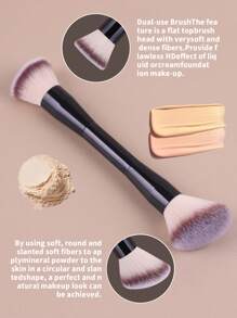 2支装专业双头面部化妆刷，散粉刷、腮红刷，化妆工具，柔软纤维，方便携带，旅行必备，粉底刷、遮瑕刷、腮红刷、修容刷、古铜粉刷、散粉刷、粉底刷、腮红刷 - 黑色 - 查看 3