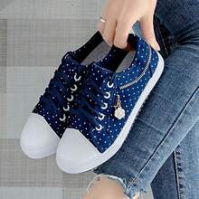 Women Shoes Lightweight Denim Flats Hollow Out Style Breathable - Màu xanh hải quân - Xem 4