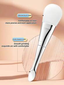 Pacote com 2 pincéis para máscara facial, escova de silicone com duas cabeças, macia para cuidados com a pele, escova para máscara de lama com colher, produto de beleza, ferramenta para escova facial, faca para máscara facial, escova de silicone com duas cabeças, máscara de lama, ferramenta para máscara facial caseira, escova especial, escova para máscara facial, escova transparente para máscara facial, pincel de maquiagem, ferramenta para aplicação de máscara facial e máscara para os olhos e necessidades DIY