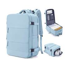 Mochila de viaje extra grande, 40*25*20cm, bolsa de cabina de mano. Compartimento separado para zapatos incorporado, mochila de gran capacidad. - Azul - Ver 2