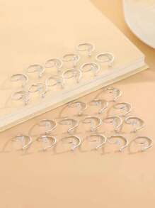 1 件 26 字母设计锆石开口戒指，时尚精致奢华风格 - 銀色 - 查看 29