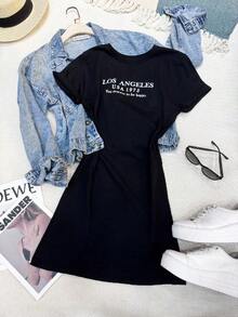 Women's Cotton Dress - Black - View 1