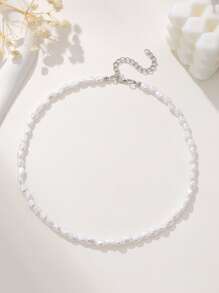 1 Pc Men's Baroque Asymmetrical Faux Pearl ABS Resin Summer Fashion Necklace