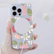 Estuche para teléfono Estuche magnético para teléfono móvil con graffiti pintado transparente de fresa de moda y exquisita Teléfono adecuado16 15 14 13 12 11Pro X X / Protector antiincrustante, de moda, anticaída magnético - transparente - Ver 4