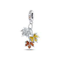 Silver Plated Charm Pinecone Pumpkin Honey Ginkgo Leaves Maple Autumn Series Beads Charm Pendant Ball Suitable For Bracelets DIY Women's Jewelry