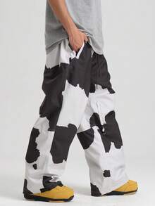 1 pieza Pantalones de esquí para hombre para exteriores en invierno, pantalones de snowboard, pantalones harem, pantalones de esquí holgados para mujer, adecuados para actividades al aire libre para hombres y mujeres, pantalones de esquí lavables a máquina, equipo de esquí, ropa para clima frío, pantalones con estilo deportivo, estructura reforzada, pantalones de esquí funcionales, equipo de nieve duradero, ropa de invierno para conjuntos de esquí de hombre - Blanco y Negro - Ver 6