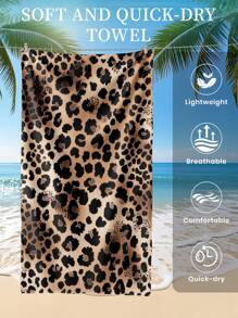 1pc Printed Beach Towel, Leopard Pattern Swim Towel, Bath Towel, Fashion Style Beach Towel, Super Absorbent Bath Towel For Bathroom, Swimming, Fitness, Yoga, Soft And Comfortable Microfiber Towel, Lightweight And Portable, Wind And Sun Protection, Sandproof For Summer Travel, Vacation Holiday Bathroom Decor, Available With Or Without Storage Bag, Recommend Regular Sizes And Larger Sizes, (35*75cm Small Size Face Towel,150cm Or Above Recommended) - Multicolor - View 5