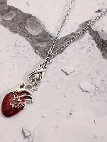 1 chiếc vòng cổ mặt hình dơi và trái tim Gothic độc đáo, phụ kiện Halloween thời trang cá nhân hóa, phong cách Punk cổ điển phù hợp cho cả nam và nữ - Nhiều màu - Xem 2