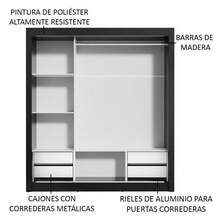 Ropero Madesa Lyon Plus 3 Puertas Corredizas 4 Cajones Color Negro y Blanco Armario para Dormitorio - Negro y Blanco - Ver 6