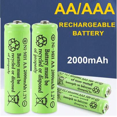 1,2 V-2000 mAh Piles rechargeables AAA et AA, chargeur USB dédié avec protection contre les courts-circuits, piles rechargeables haute capacité (ce chargeur convient uniquement pour charger ces piles)