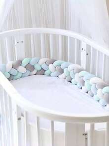 1 件编织婴儿床围垫儿童房装饰，新生儿床护栏，柔软婴儿床衬垫