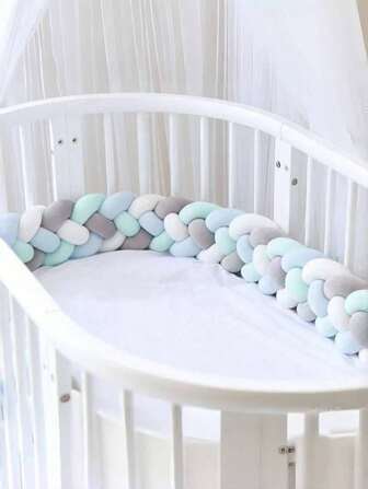 1pc Braided Crib Bumper Pad Nursery Decoration, Newborn Baby Bed Rail Guard, Soft Crib Liner