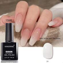 Neutral Gel Nail Polish 15ml Milky White Jelly Gel Polish Set Nude Color Translucent Nail Gel Soak Off UV LED Nail Lamp Jelly Sheer Gel Polish Nail Art Gel 0.5Oz - D1-乳白色 - 查看 4