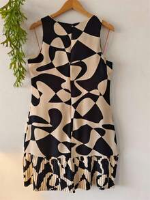 Plain  Dress With Fake - Black and White - View 2