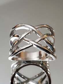 1 件复古波西米亚风格女士装饰戒指，适合婚礼、派对、节日、休闲装 - 銀色 - 查看 6