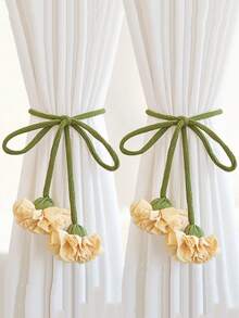 2 件花卉窗帘绑带，配优雅装饰窗帘绳，绿色长绳花卉图案，家居和办公室窗帘杆配件，美观时尚的家居装饰 - 彩色 - 查看 9