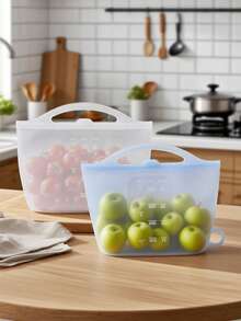 1200ml Silicone Food Storage Bags, Moisture-Proof & Durable, Suitable For Refrigeration, Boiling Water, Microwave Heating, Easy To Clean, Reusable, Foldable & Portable - Multicolor - View 11