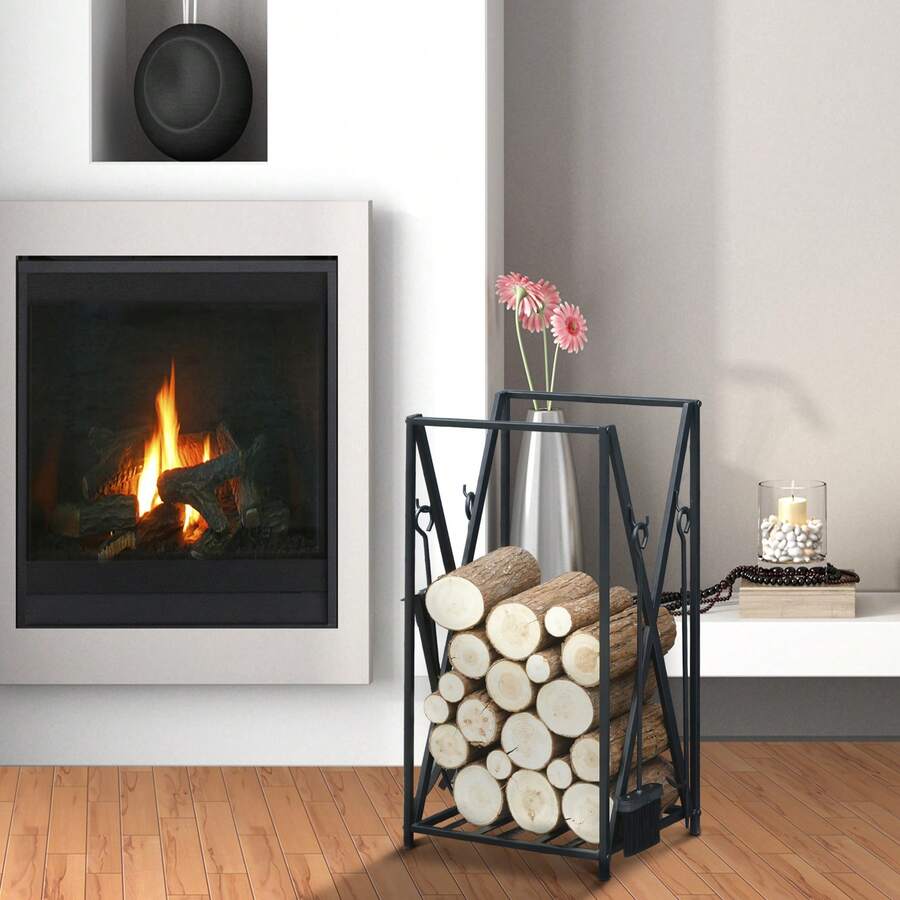 HOMCOM Firewood Racks - Black - View 1