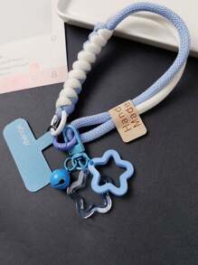 1pc Woven Phone Lanyard, Short Anti-Drop Wrist Strap, Suitable For Any Phone Case, Star Pendant, Women