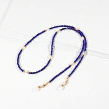 时尚水晶串珠眼镜链，黑色口罩/太阳镜挂绳带眼镜配件女士