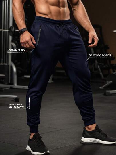 Pantalones deportivos para hombres, pantalones de correr sueltos de secado rápido, pantalones de gimnasio tejidos con cintura elástica, pantalones sueltos para exteriores