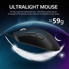 ATTACK SHARK R1 Wireless Gaming Mouse 55g, 18000 DPI Optical Sensor, Tri-Mode Connection (2.4G/BT5.2/Cable), Ergonomic Design, 20 Million Clicks, For PC/Notebook/Win - màu đen - Xem 5