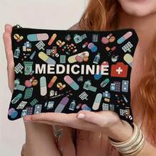 Multi-Functional Canvas Medicine Organizer Bag - Travel Zipper Pouch, Allergy & Asthma Emergency Kit, Cosmetic And Essentials Storage Bag - Multicolor - View 15