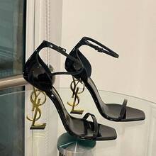 Women Heeled Sandals - 酒紅色金跟8公分 - 查看 6