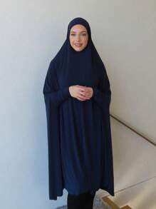 1 buc Eșarfă musulmană fără mâneci, culoare solidă, mărime plus, pentru femei, eșarfă hijab cu acoperire completă instantanee, design de acoperire a bărbiei, potrivită pentru asortare zilnică, Al-Amira, Khimar, Jilbab, toate anotimpurile