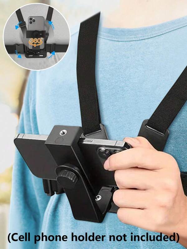 1 Piece Universal Cell Phone Chest Mount Strap Bracket, Outdoor Smartphone POV Video Cell Phone Clip, Cell Phone Bracket Chest Strap Bracket, Headband Cell Phone Bracket, Shoulder Strap Camera Bracket, Convenient For Outdoor Live Fishing, Etc.(Cell Phone Holder Not Included)